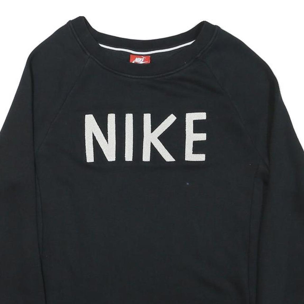 NIKE Mens Black Cotton Blend Crew Neck Sweatshirt XS Logo Printed