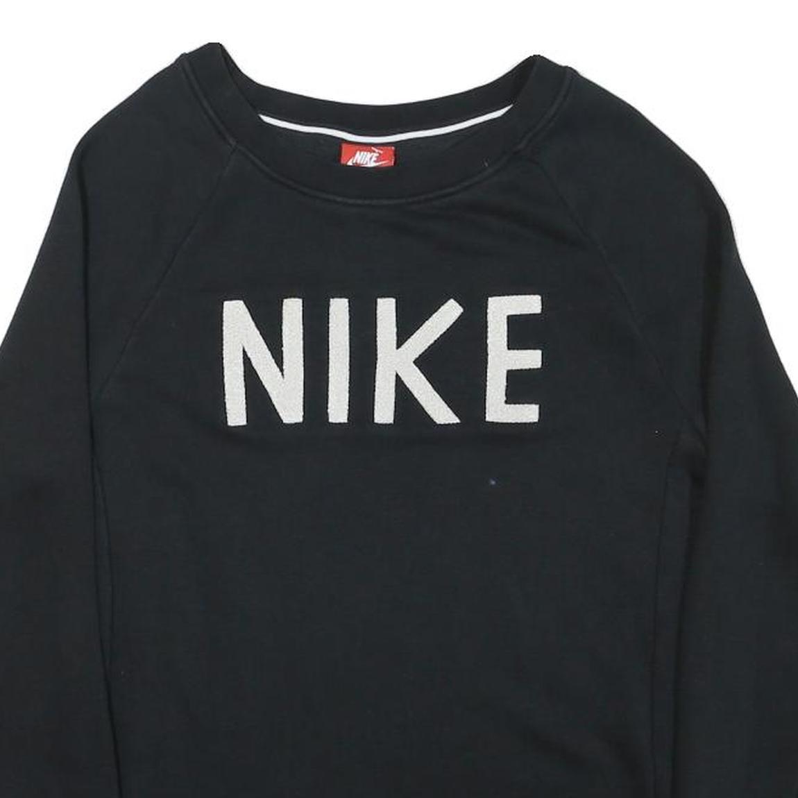 NIKE Mens Black Cotton Blend Crew Neck Sweatshirt XS Logo Printed