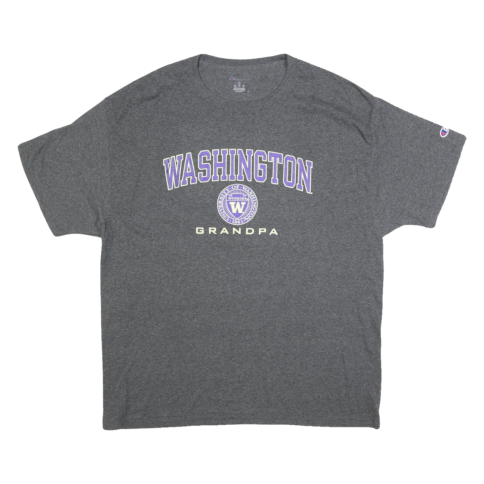 CHAMPION Mens Grey Washington Grandpa Graphic T-Shirt XL Crew Neck Short Sleeve