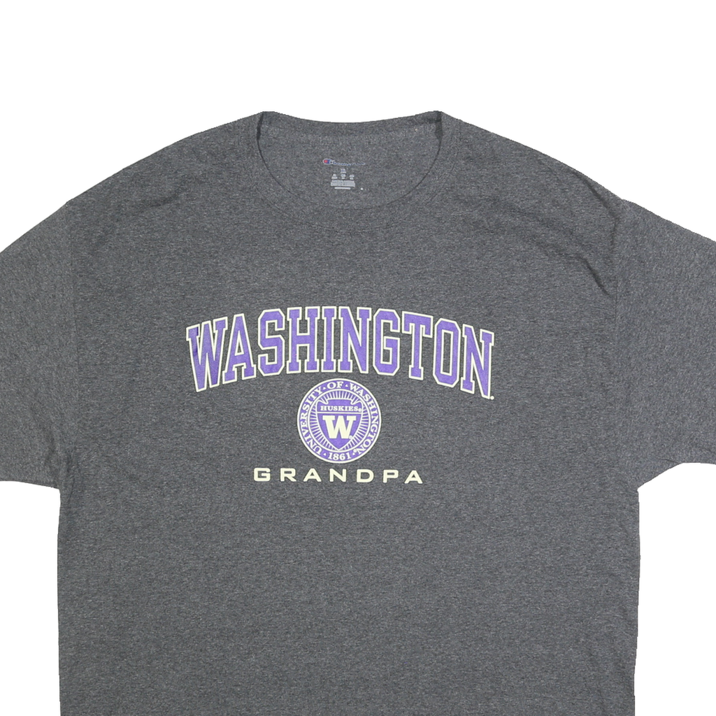 CHAMPION Mens Grey Washington Grandpa Graphic T-Shirt XL Crew Neck Short Sleeve