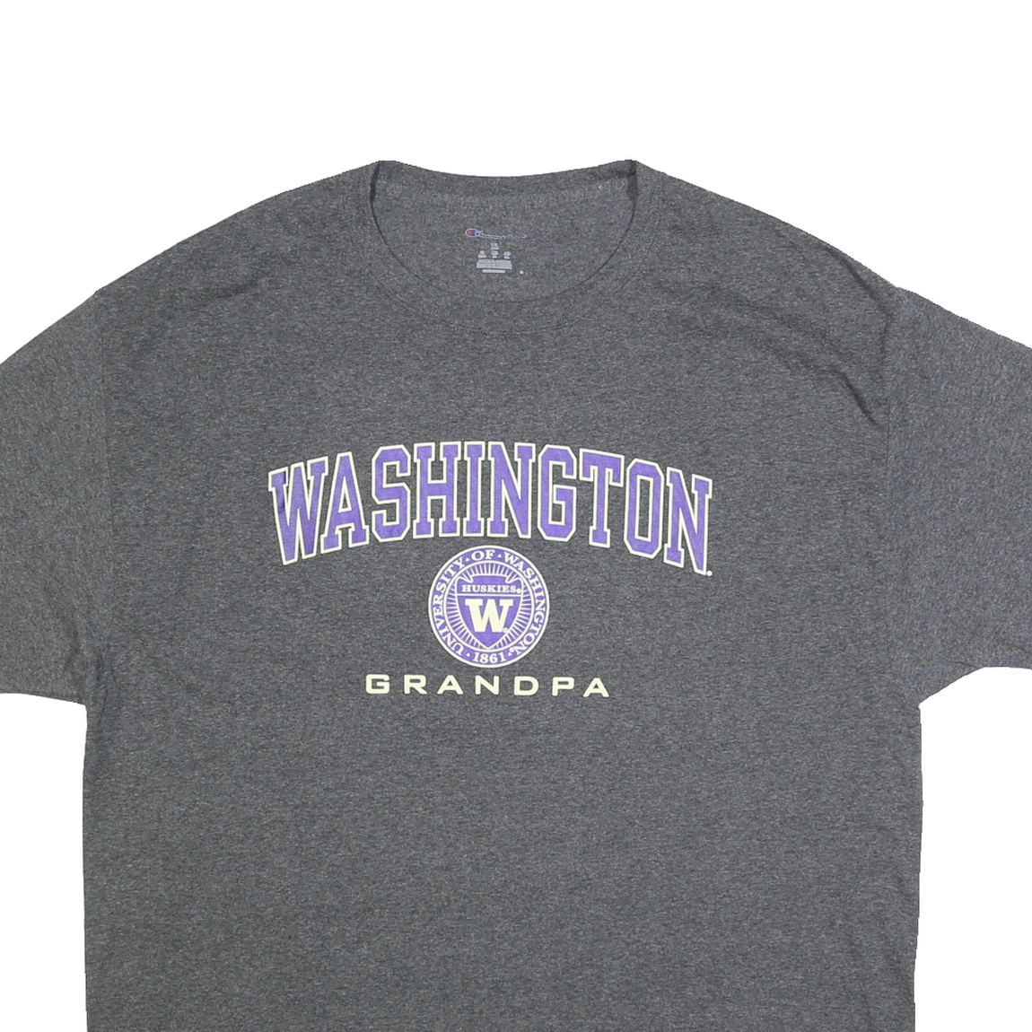 CHAMPION Mens Grey Washington Grandpa Graphic T-Shirt XL Crew Neck Short Sleeve