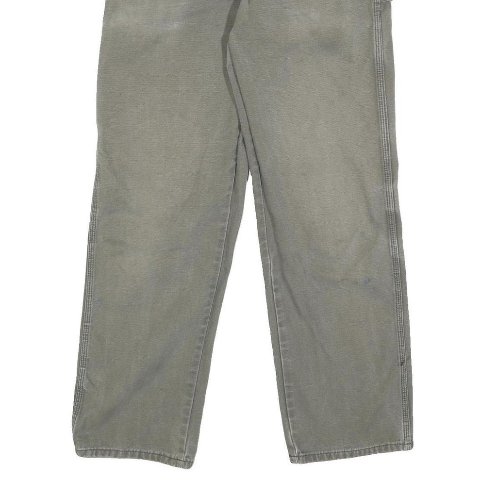 DICKIES Mens Cotton Grey Regular Straight Trousers W32 L32 Workwear Zip Closure