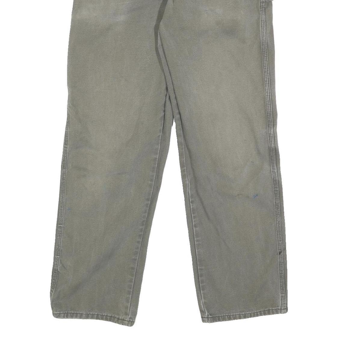 DICKIES Mens Cotton Grey Regular Straight Trousers W32 L32 Workwear Zip Closure