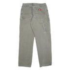 DICKIES Mens Cotton Grey Regular Straight Trousers W32 L32 Workwear Zip Closure