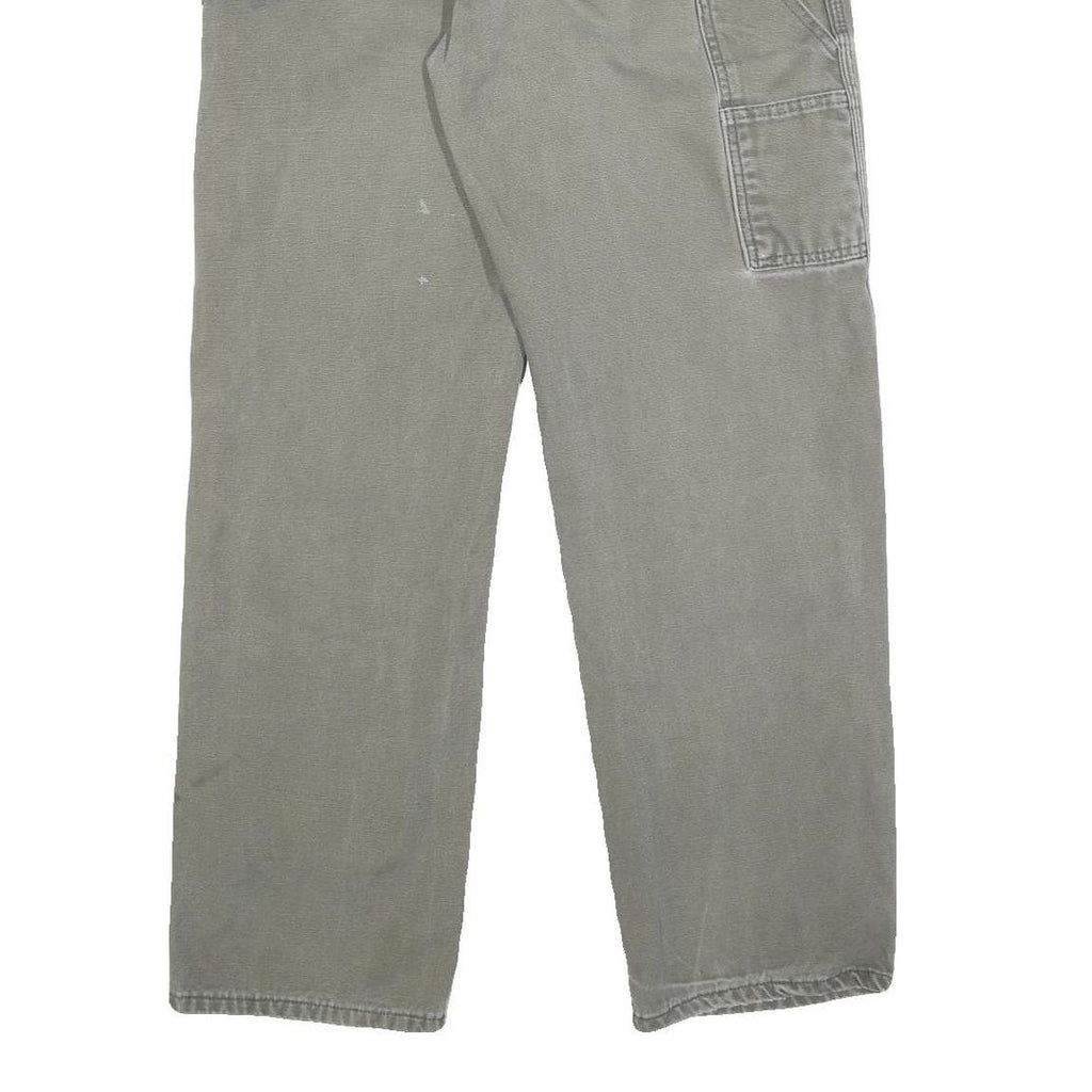 DICKIES Mens Cotton Grey Regular Straight Trousers W32 L32 Workwear Zip Closure