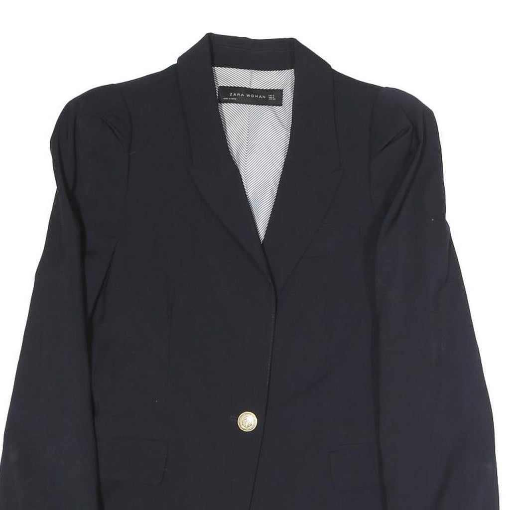 ZARA WOMAN Womens Black Jacket S Polyester Blend Button Plain Tailored Blazer