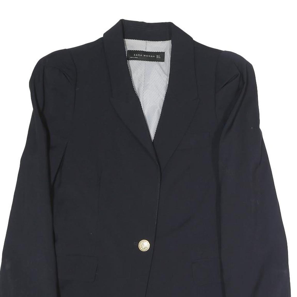 ZARA WOMAN Womens Black Jacket S Polyester Blend Button Plain Tailored Blazer