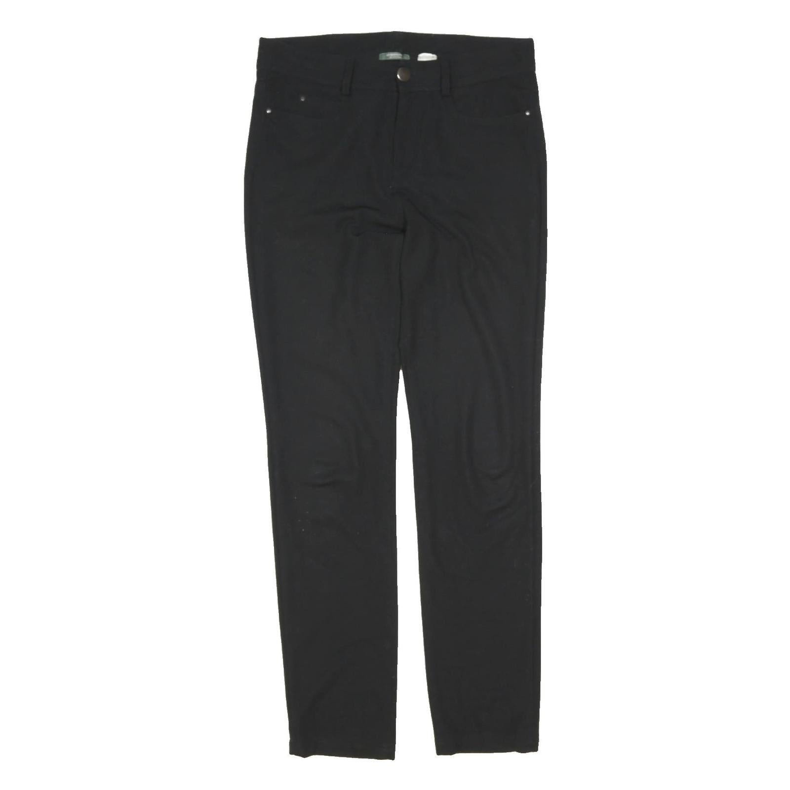 LA REDOUTE Womens Regular Fit Black Cotton Blend Trousers W31 L41 Zip Pockets
