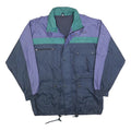 Mens Blue & Green Colourblock Classic Jacket L Polyester Blend Windbreaker Zip