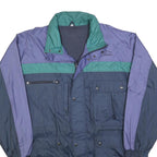 Mens Blue & Green Colourblock Classic Jacket L Polyester Blend Windbreaker Zip