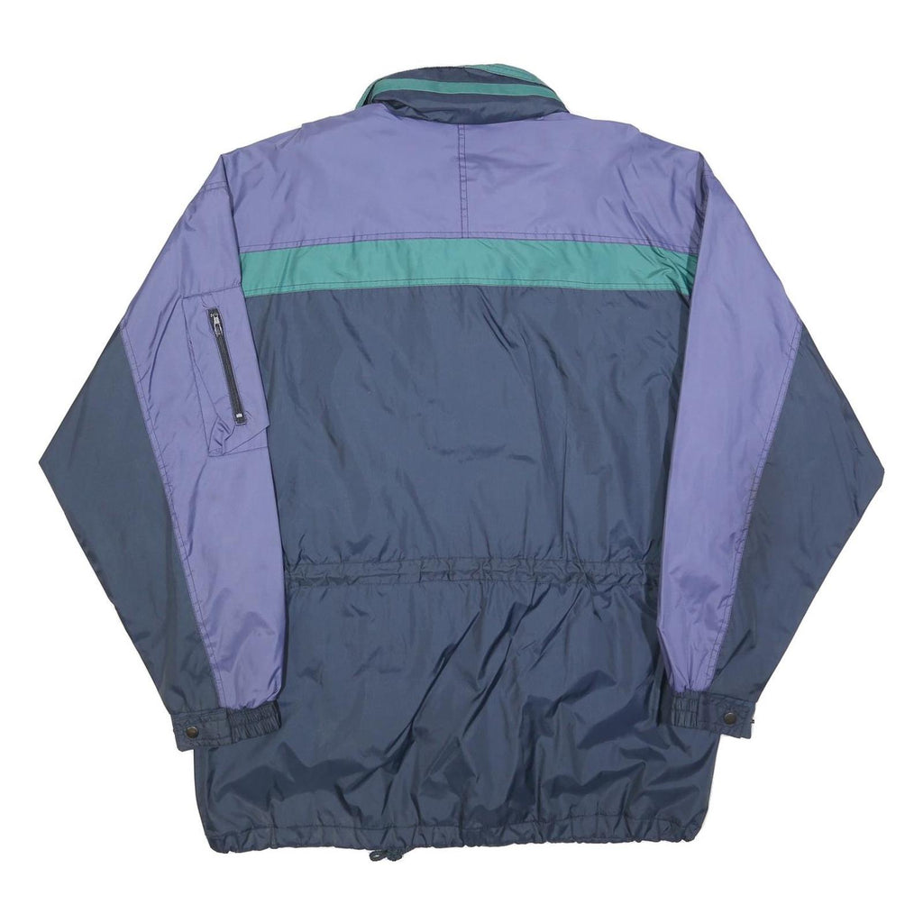 Mens Blue & Green Colourblock Classic Jacket L Polyester Blend Windbreaker Zip