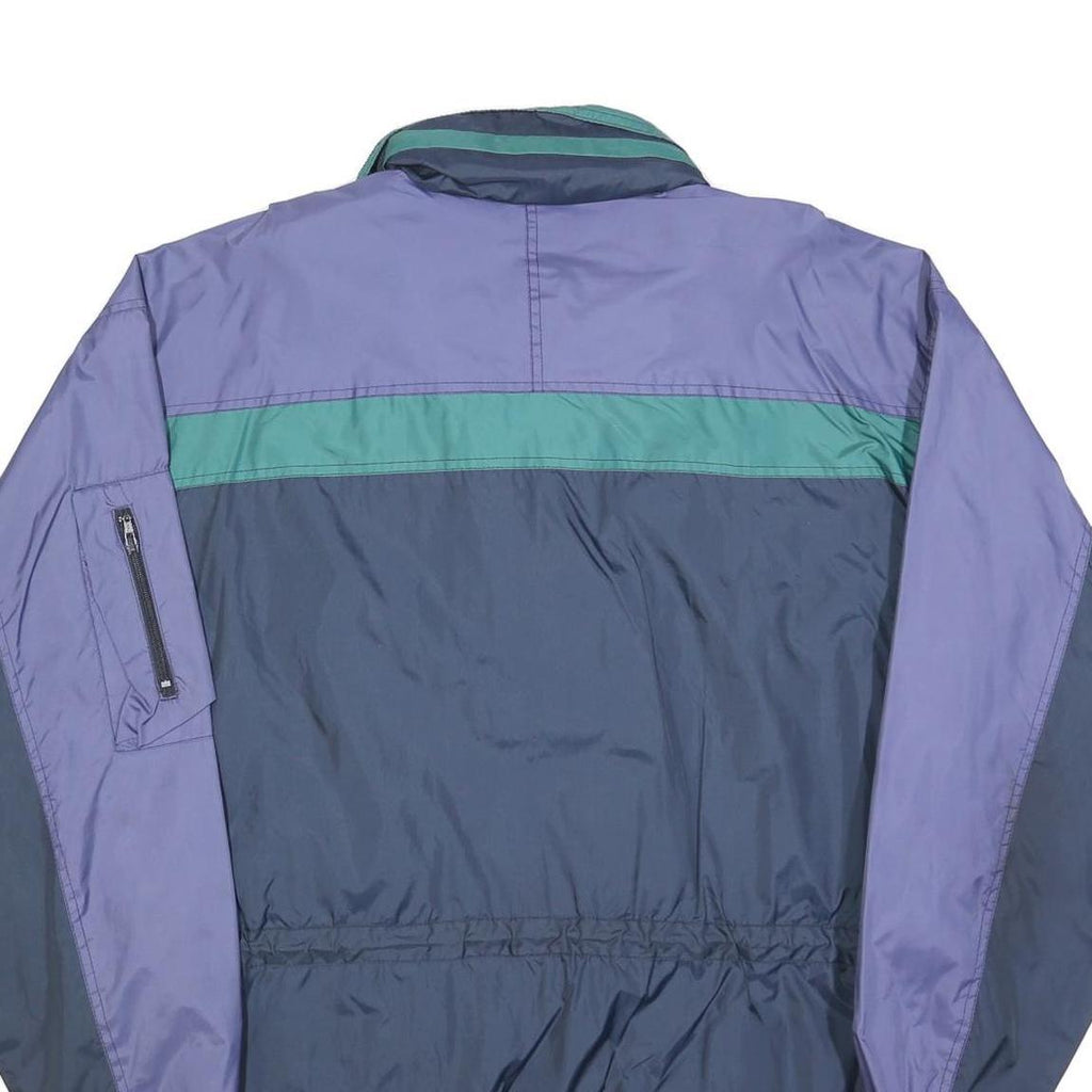 Mens Blue & Green Colourblock Classic Jacket L Polyester Blend Windbreaker Zip