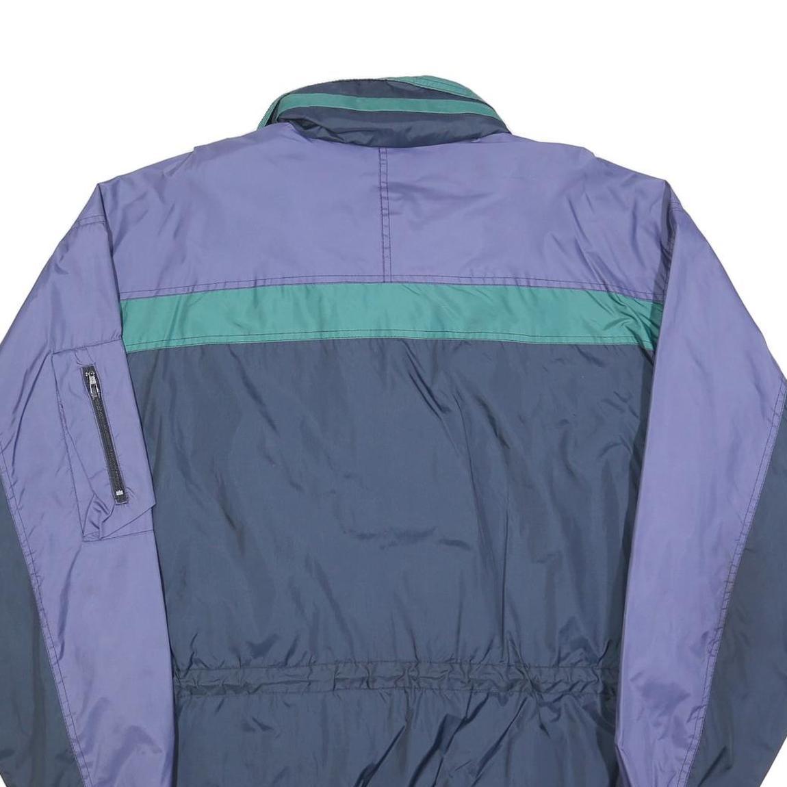 Mens Blue & Green Colourblock Classic Jacket L Polyester Blend Windbreaker Zip