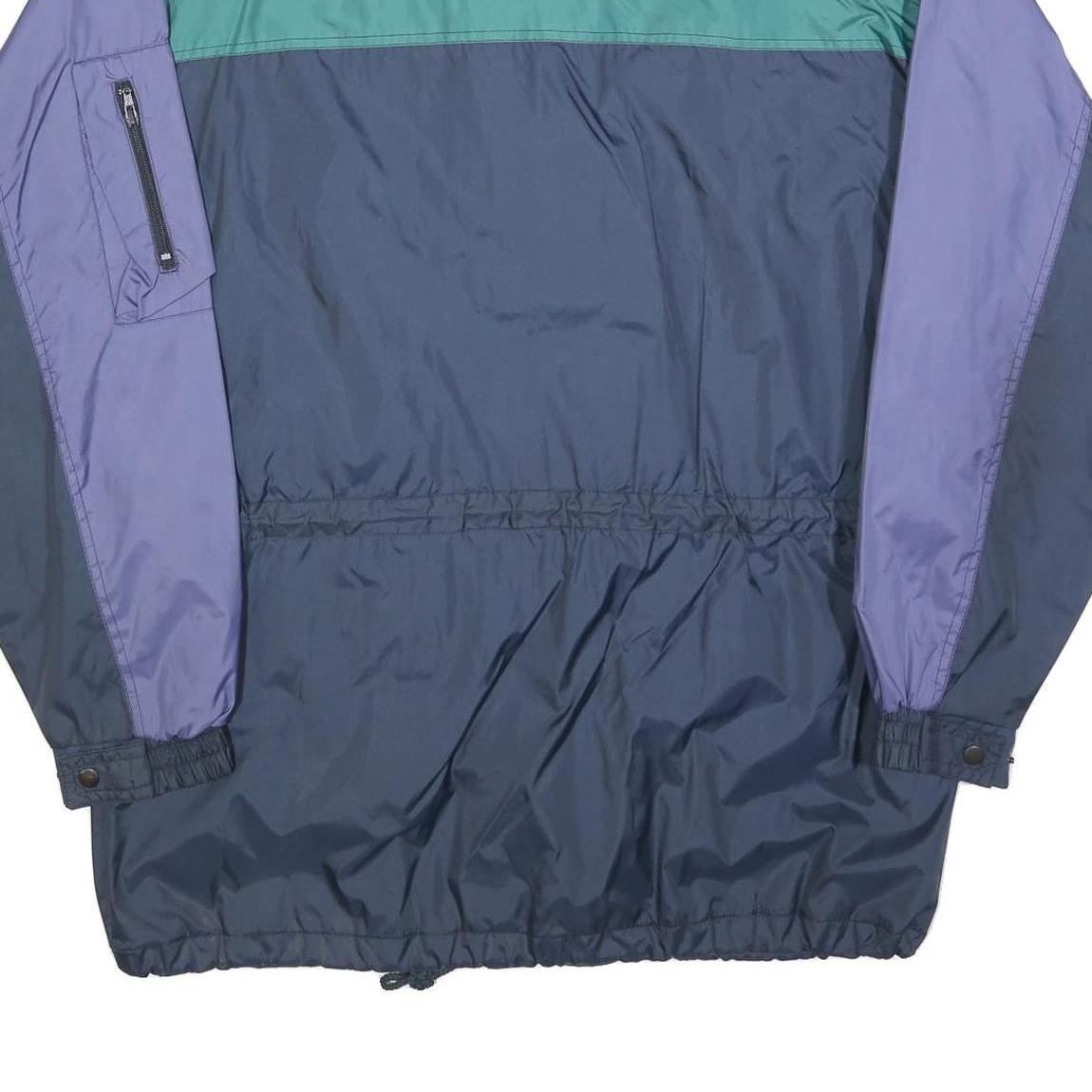 Mens Blue & Green Colourblock Classic Jacket L Polyester Blend Windbreaker Zip