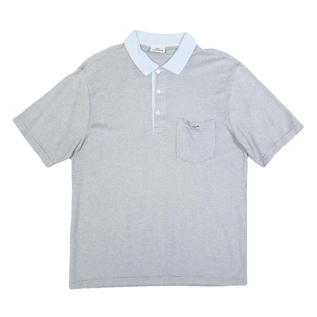 LACOSTE Mens Grey & White Short Sleeve Plain M Polo Shirt Cotton Blend Casual