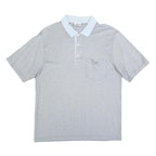 LACOSTE Mens Grey & White Short Sleeve Plain M Polo Shirt Cotton Blend Casual