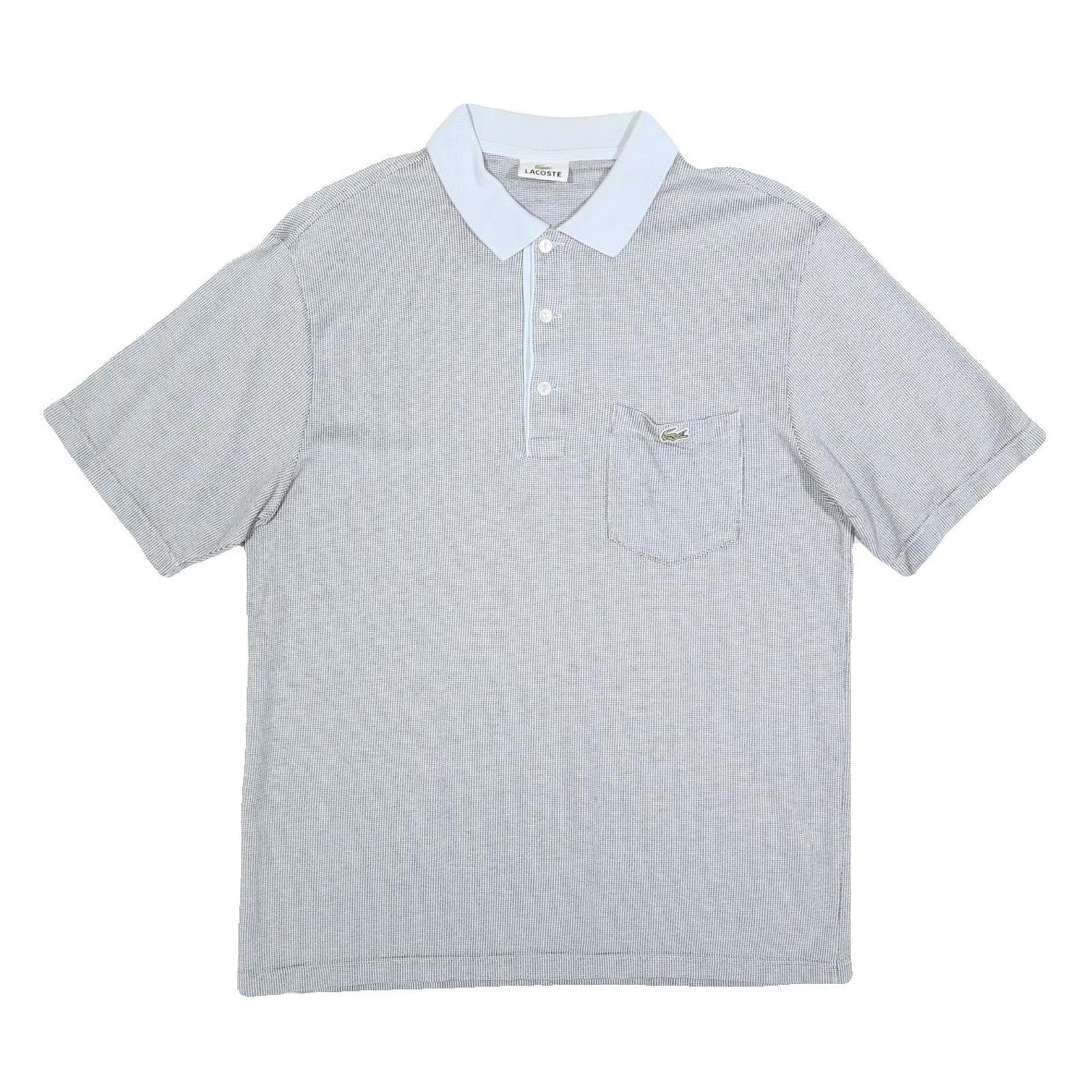 LACOSTE Mens Grey & White Short Sleeve Plain M Polo Shirt Cotton Blend Casual