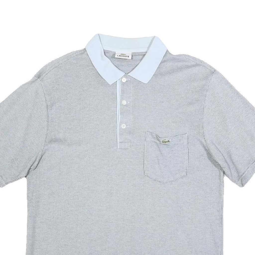 LACOSTE Mens Grey & White Short Sleeve Plain M Polo Shirt Cotton Blend Casual