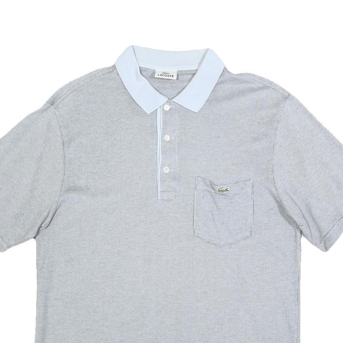 LACOSTE Mens Grey & White Short Sleeve Plain M Polo Shirt Cotton Blend Casual