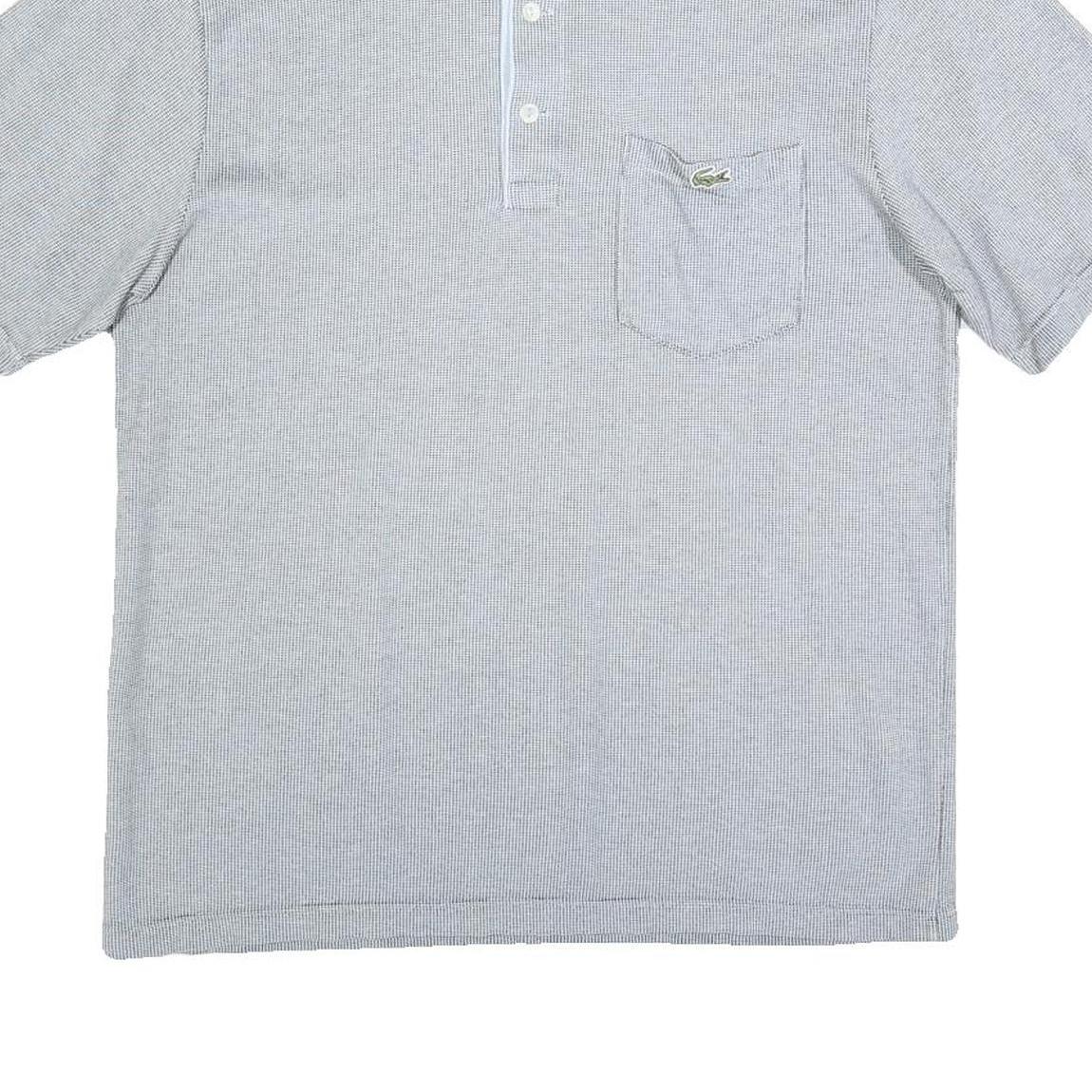 LACOSTE Mens Grey & White Short Sleeve Plain M Polo Shirt Cotton Blend Casual