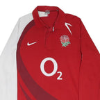NIKE Mens Red & White England Rugby Shirt 2007/09 Long Sleeve Polo Shirt XL