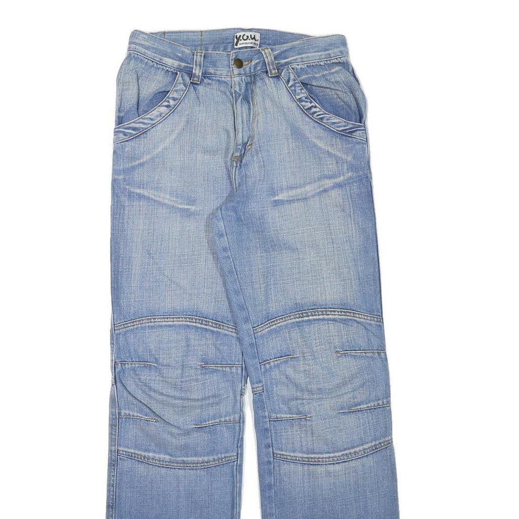 YOU Womens Regular Fit Blue Denim Rinse Wash Jeans W28 L31 Straight Leg Zip