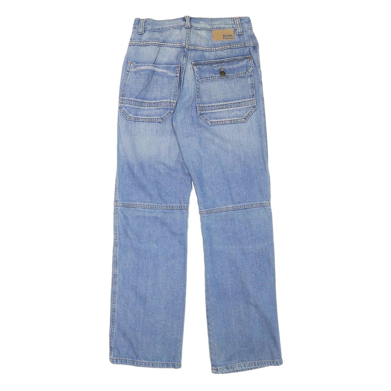 YOU Womens Regular Fit Blue Denim Rinse Wash Jeans W28 L31 Straight Leg Zip