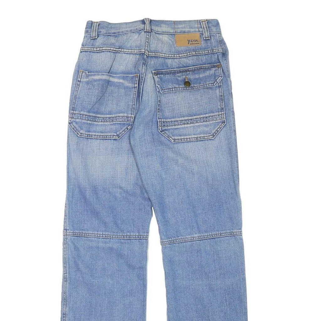 YOU Womens Regular Fit Blue Denim Rinse Wash Jeans W28 L31 Straight Leg Zip