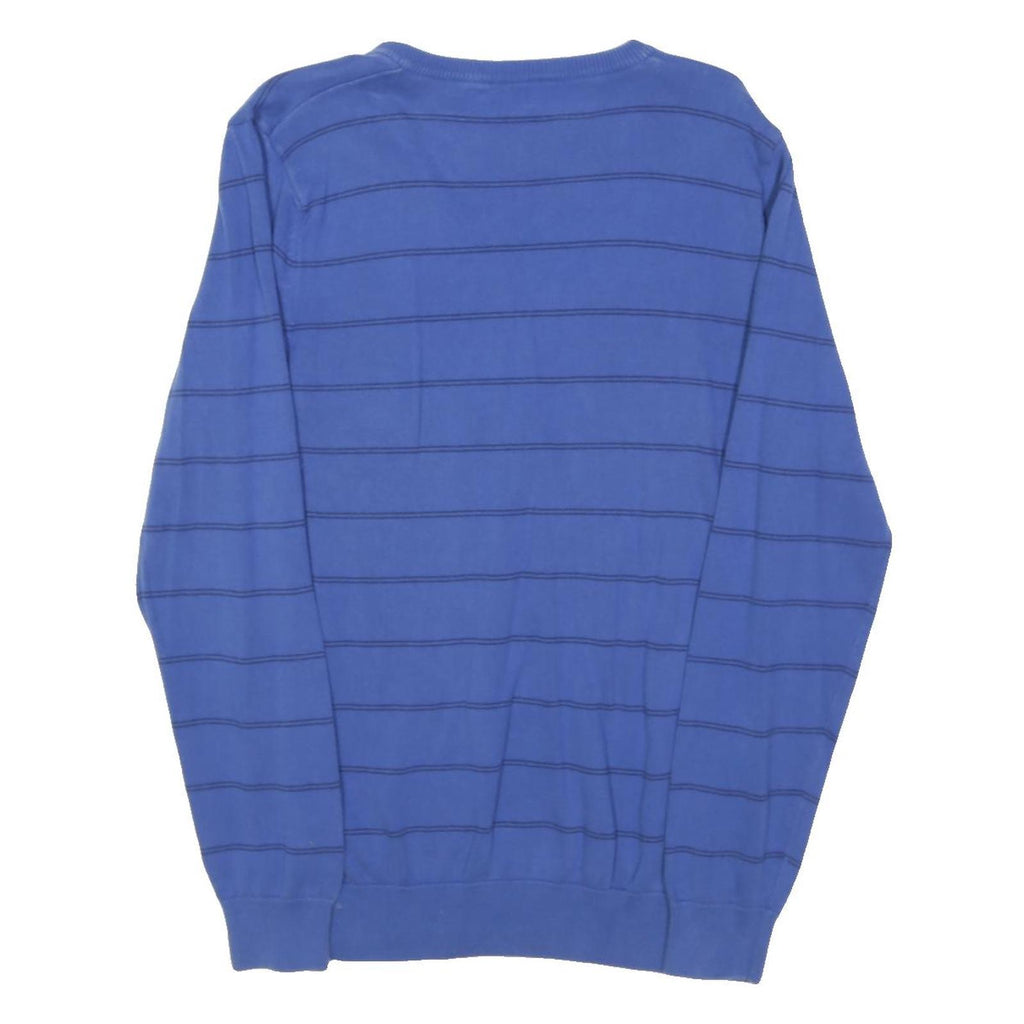 LACOSTE Mens Blue Patterned V-Neck Patterned Basic Knit S Cotton Blend Jumper