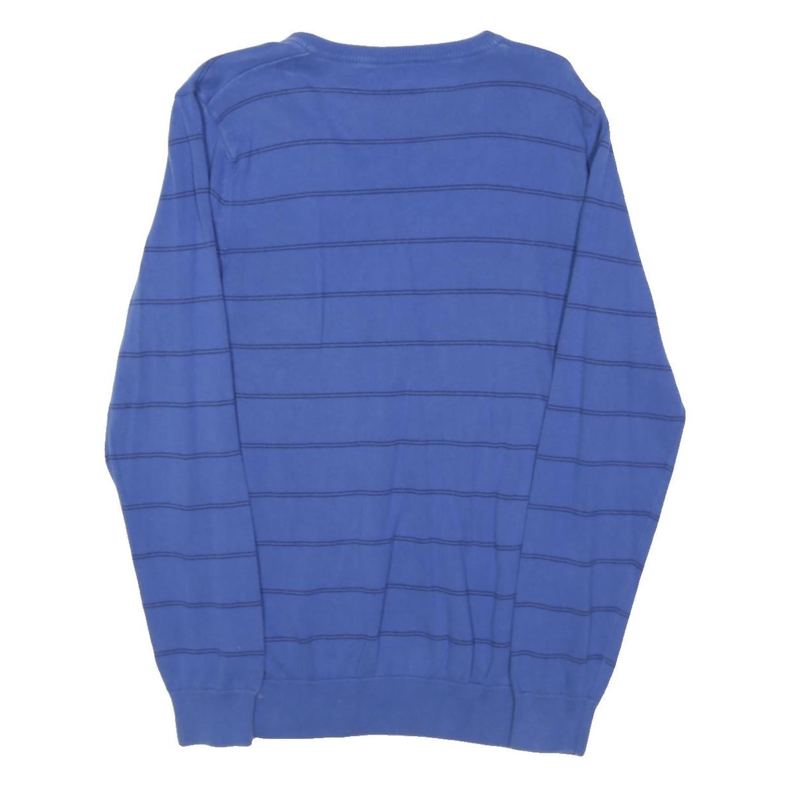 LACOSTE Mens Blue Patterned V-Neck Patterned Basic Knit S Cotton Blend Jumper