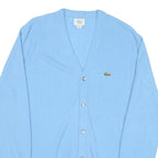 IZOD LACOSTE Womens Blue Plain V-Neck Button Up Jumper XL Acrylic Knitwear