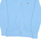 IZOD LACOSTE Womens Blue Plain V-Neck Button Up Jumper XL Acrylic Knitwear