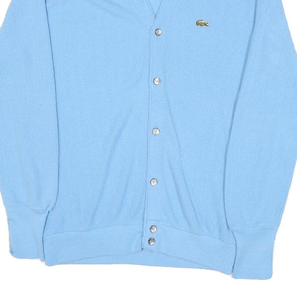 IZOD LACOSTE Womens Blue Plain V-Neck Button Up Jumper XL Acrylic Knitwear