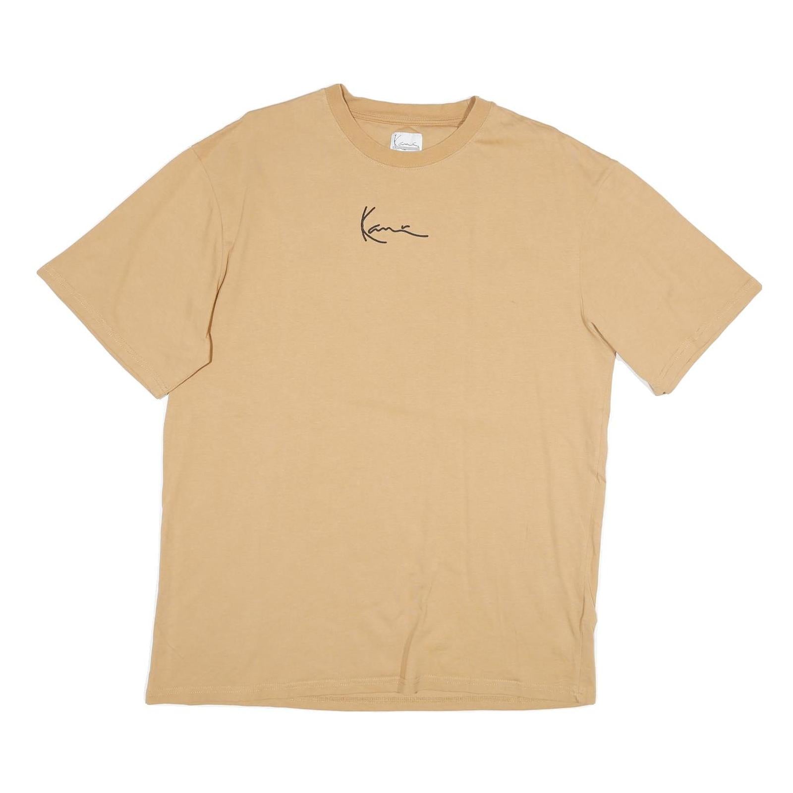 KARL KANI Mens Beige T-Shirt L Short Sleeve Crew Neck Signature Logo