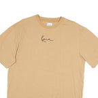 KARL KANI Mens Beige T-Shirt L Short Sleeve Crew Neck Signature Logo