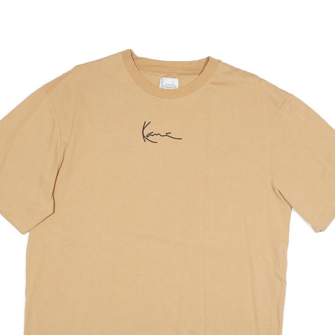 KARL KANI Mens Beige T-Shirt L Short Sleeve Crew Neck Signature Logo