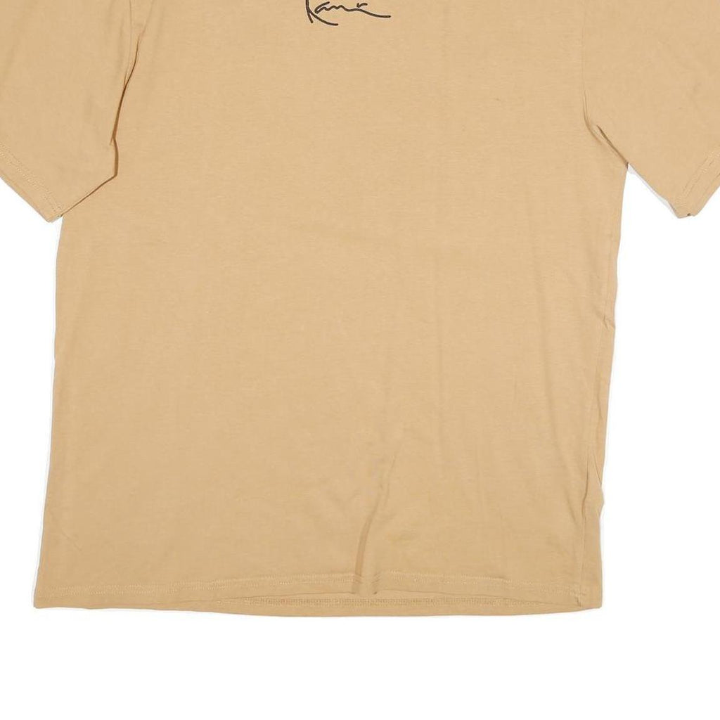 KARL KANI Mens Beige T-Shirt L Short Sleeve Crew Neck Signature Logo