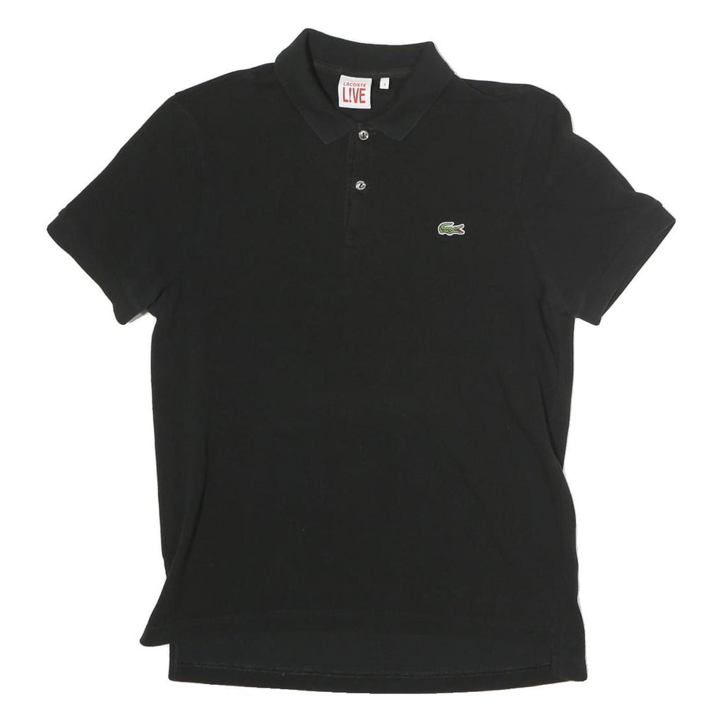 LACOSTE LIVE Mens Black Short Sleeve Plain Polo Shirt M Cotton Blend