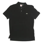 LACOSTE LIVE Mens Black Short Sleeve Plain Polo Shirt M Cotton Blend