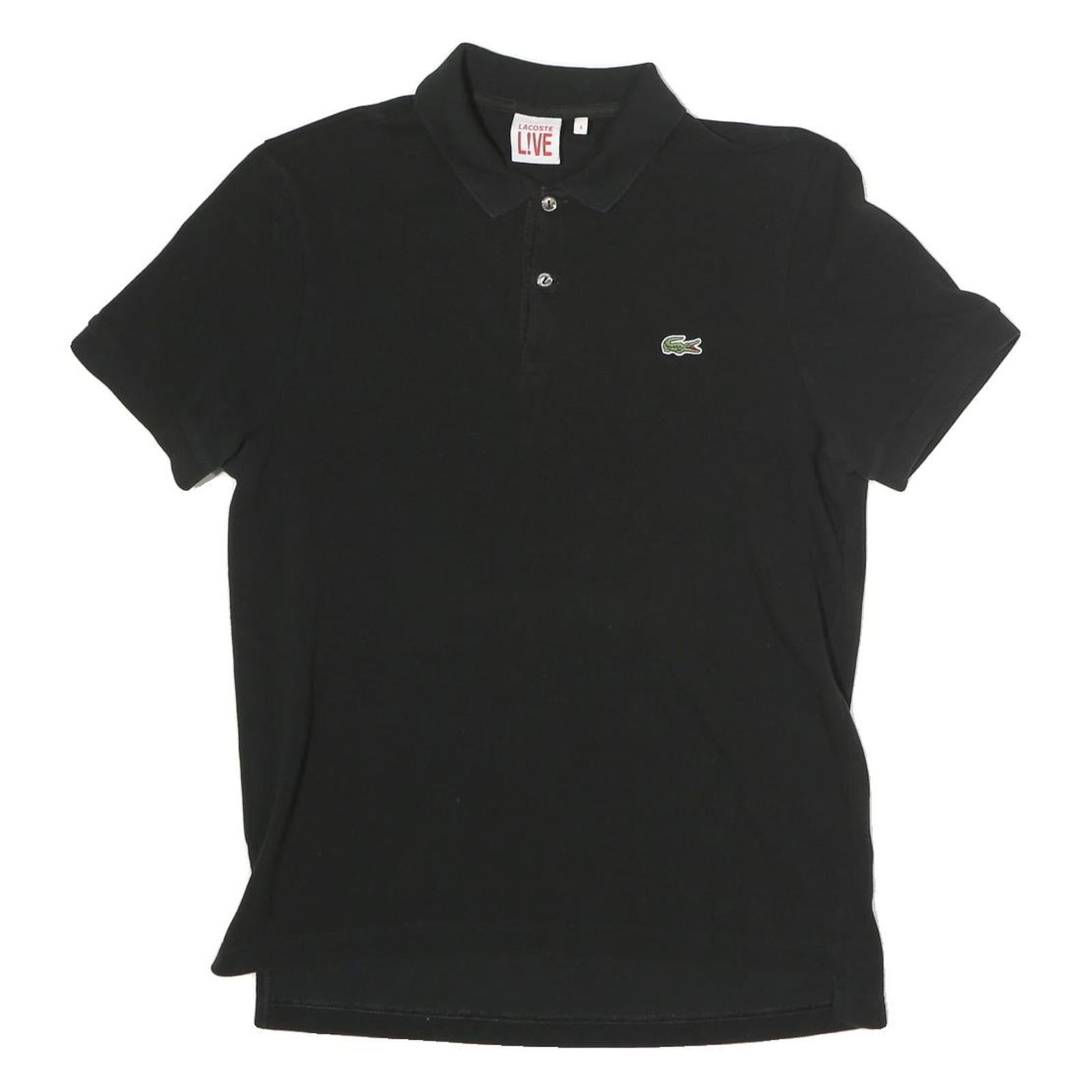 LACOSTE LIVE Mens Black Short Sleeve Plain Polo Shirt M Cotton Blend
