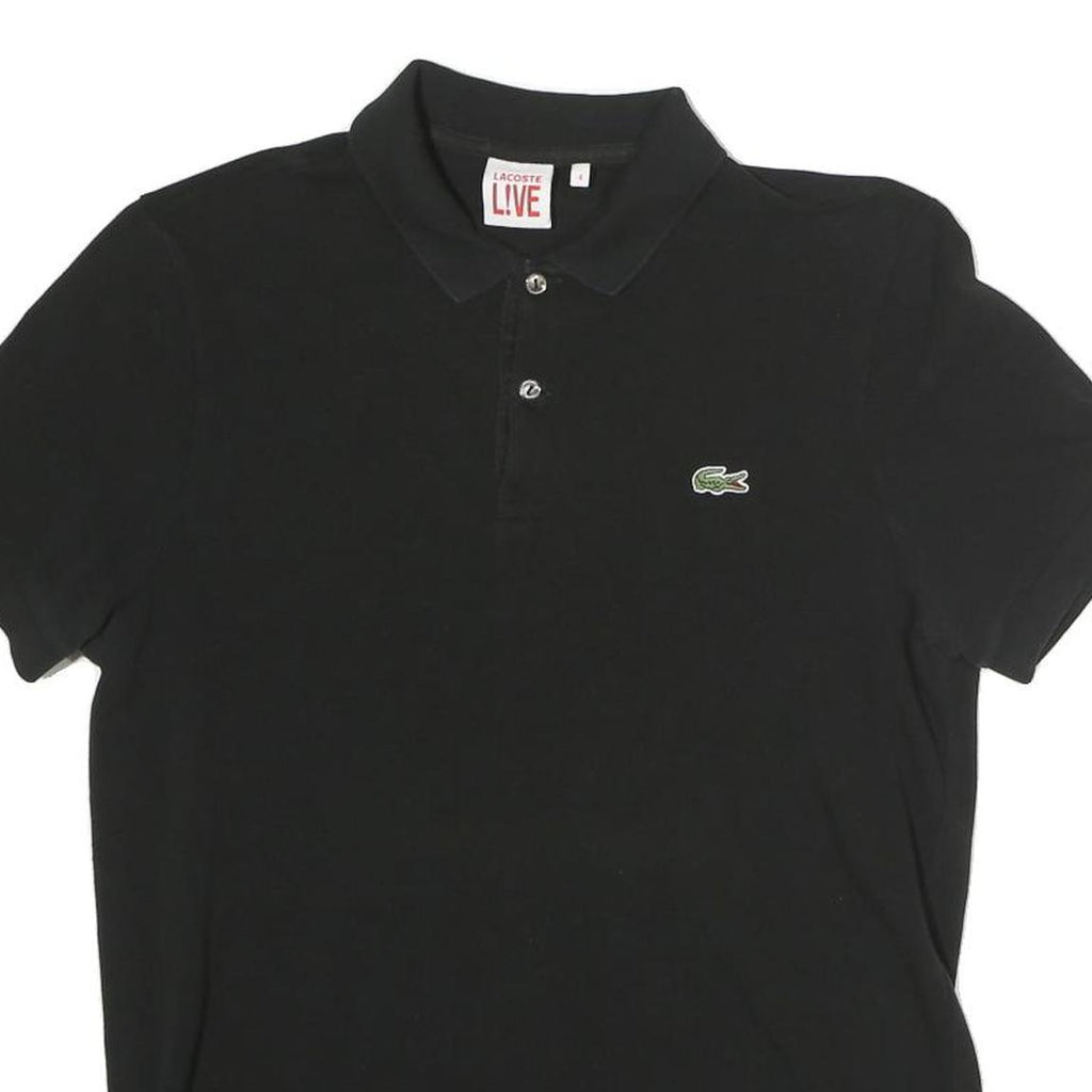 LACOSTE LIVE Mens Black Short Sleeve Plain Polo Shirt M Cotton Blend