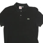 LACOSTE LIVE Mens Black Short Sleeve Plain Polo Shirt M Cotton Blend