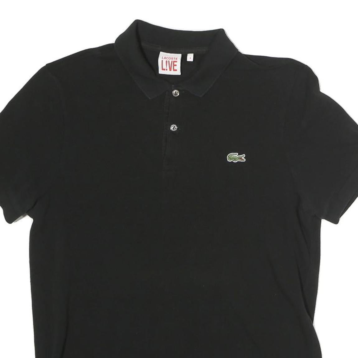 LACOSTE LIVE Mens Black Short Sleeve Plain Polo Shirt M Cotton Blend