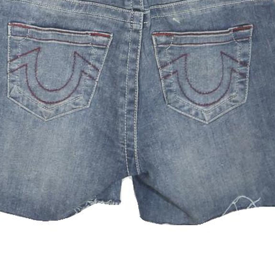 TRUE RELIGION Womens Denim Blue Casual Shorts XS W26 Stylish Relaxed Fit