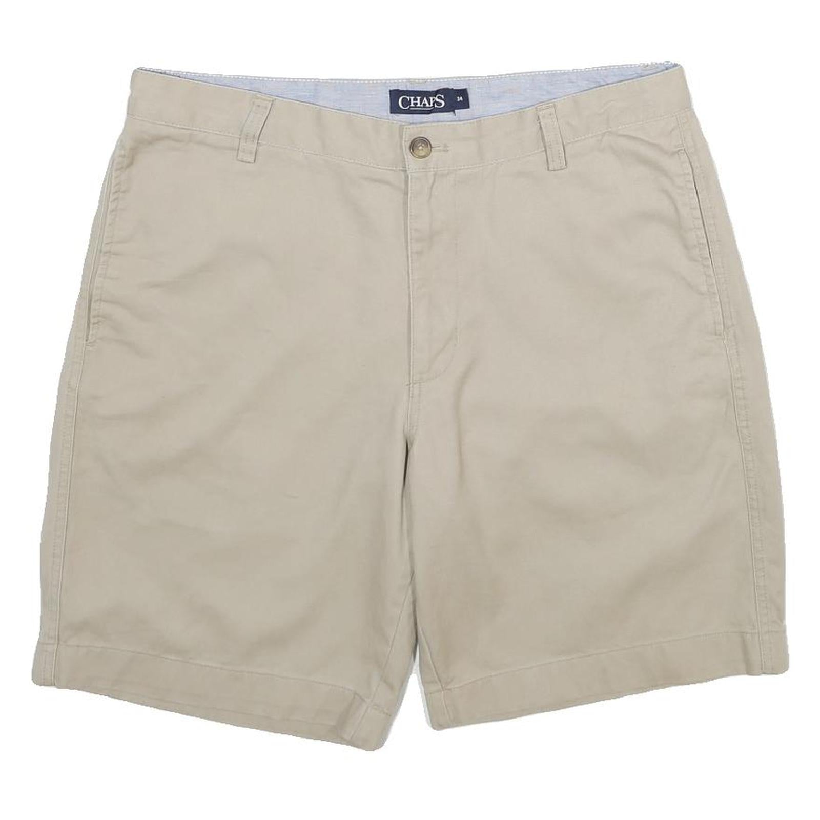 CHAPS Mens Shorts Beige Casual Plain L W34 Classic Cotton Summer