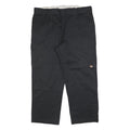 DICKIES Mens Cotton Blend Black Relaxed Straight Trousers W42 L30 Workwear Zip