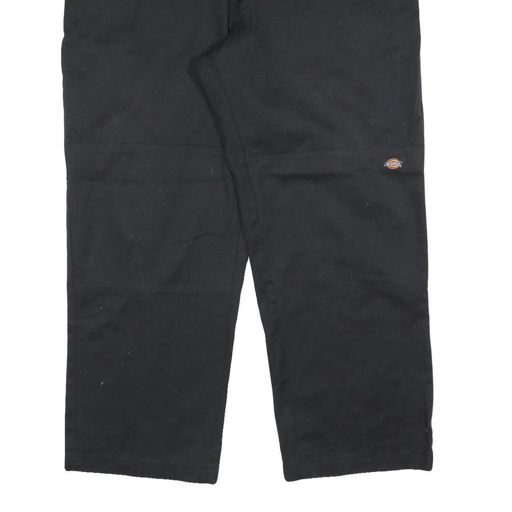 DICKIES Mens Cotton Blend Black Relaxed Straight Trousers W42 L30 Workwear Zip