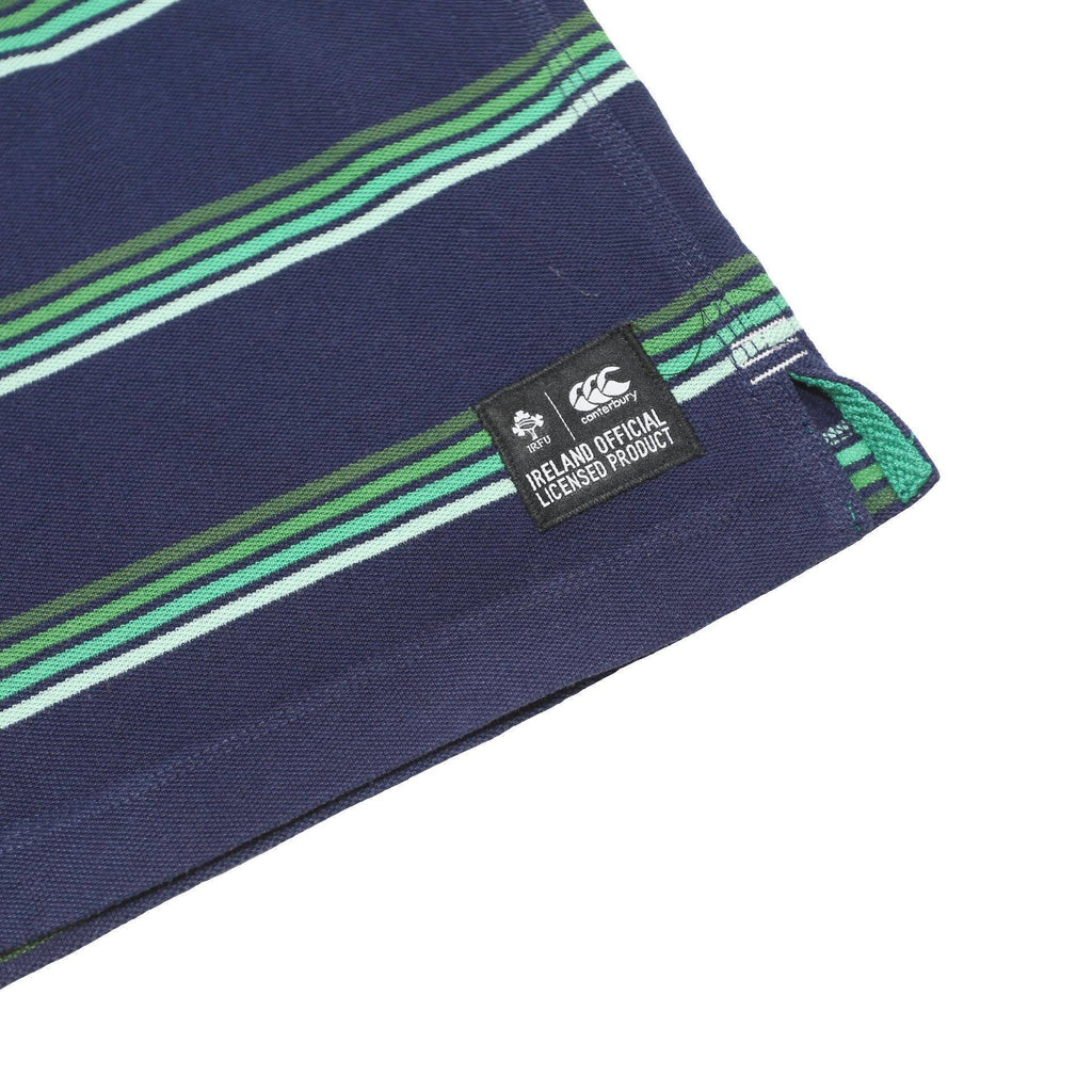 CANTERBURY Mens Navy Green Striped IRFU Cotton Blend Polo Shirt 2XL Rugby