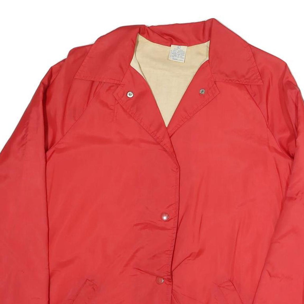 Womens Red Plain Button Jacket L Polyester Blend Casual Outerwear