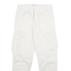 ZARA Mens White Cotton Blend Regular Cargo Trousers W30 L30 Utility Pockets Zip